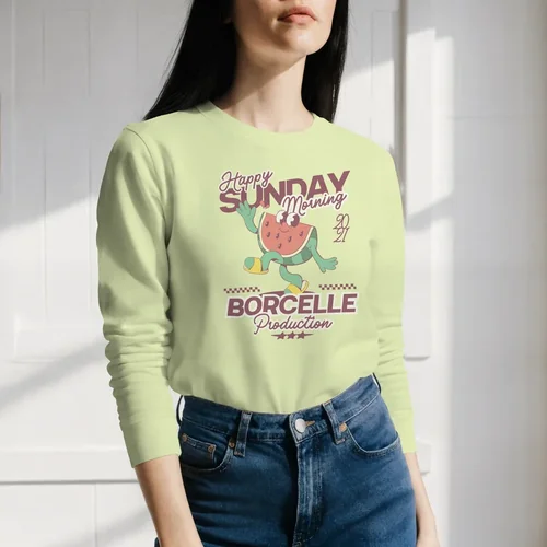 Elegant Mockup of a Young Woman in a Sweatshirt
