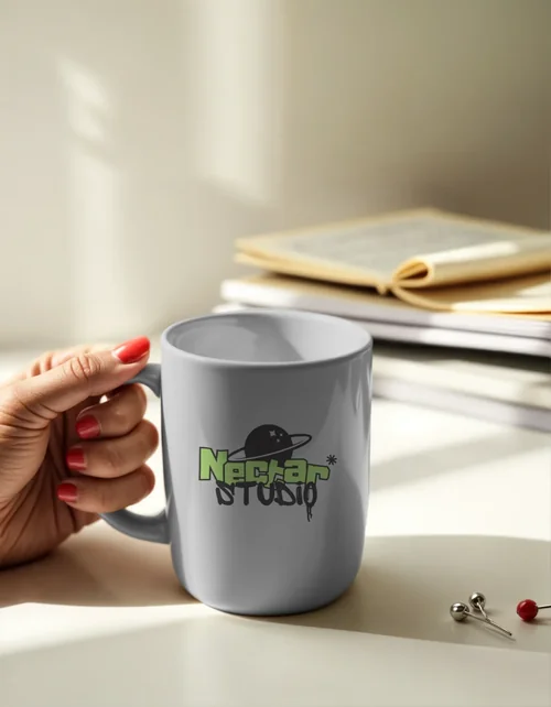 Bright Off-White Background Mockup of a Relaxing Mug Scene