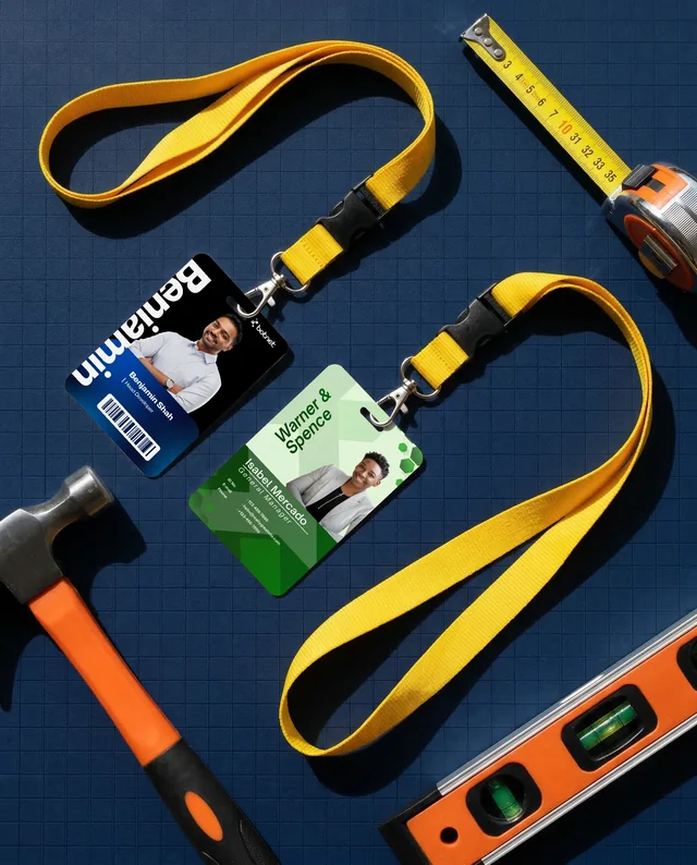 Professional Mockup of Blank ID Card with Tools Layout