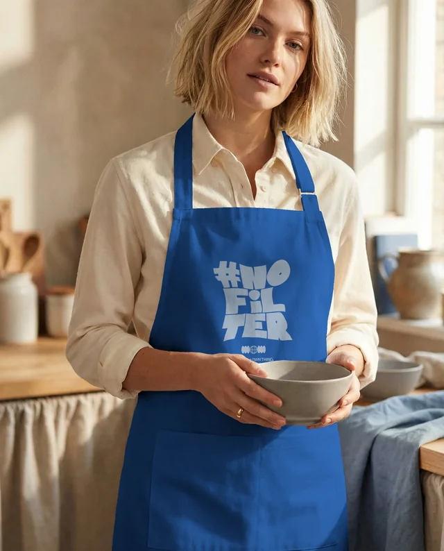 Charming Mockup of a Woman in a Cozy Kitchen Apron