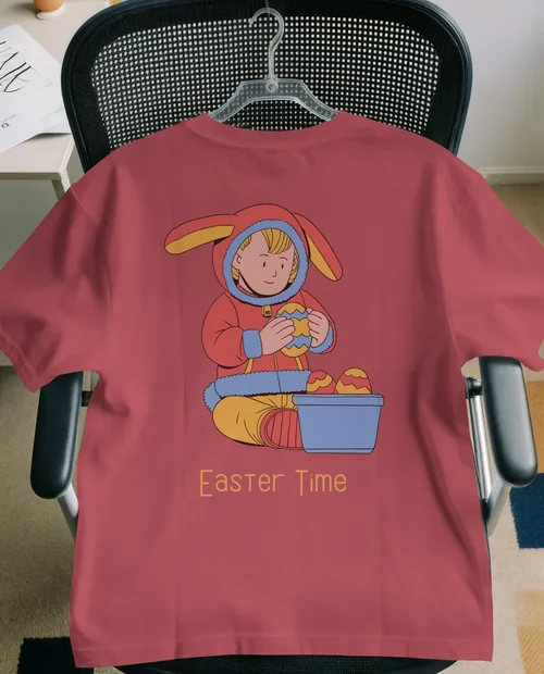 Stylish T-Shirt Mockup on Ergonomic Office Chair