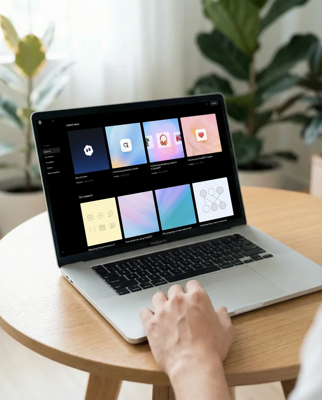 Cozy Mockup of MacBook in Modern Workspace Scene
