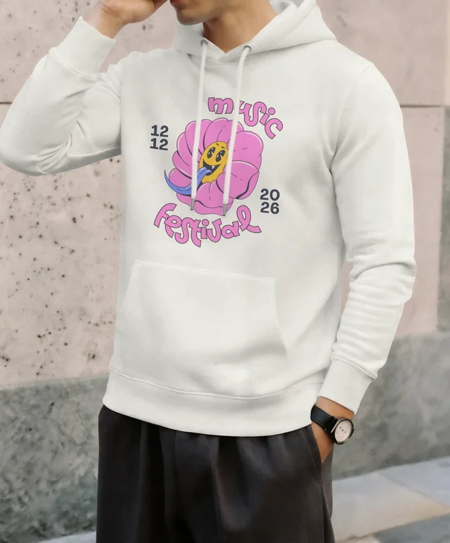 Stylish Hoodie Mockup of a Young Man Against Textured Wall