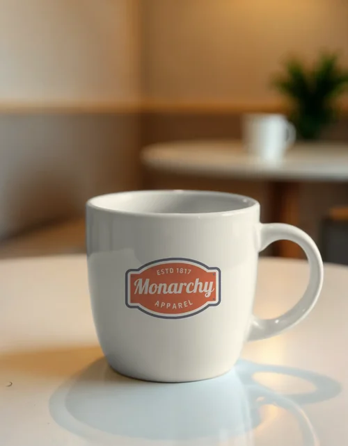 Warm Beige and Light Brown Mug Mockup in Minimalist Setting