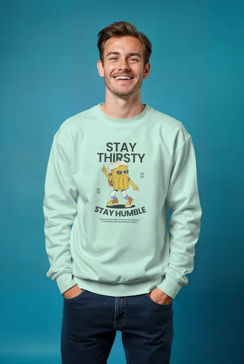 Stylish Mockup of a Young Man in a White Sweatshirt