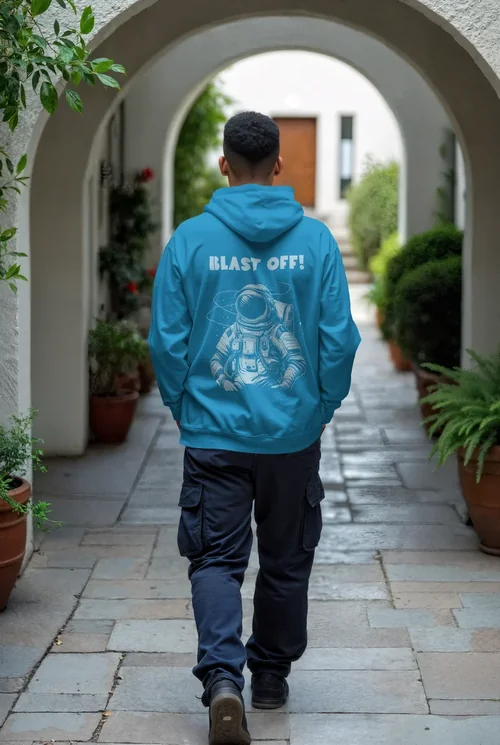 Mockup of a Young Man in a White Hoodie Amidst Greenery