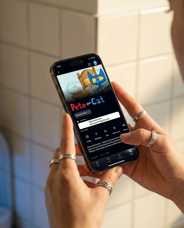 Elegant iPhone Mockup in a Serene Bathroom Setting