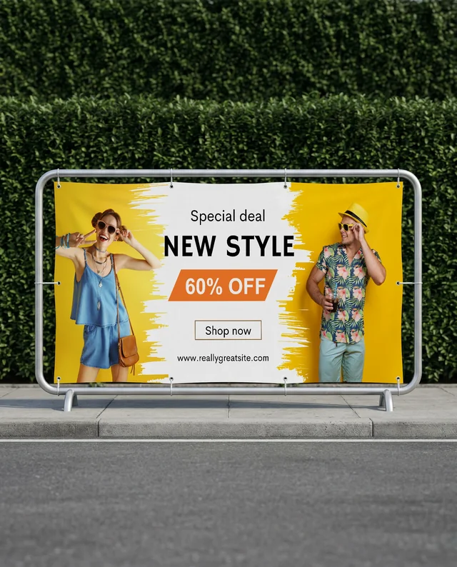 Minimalistic Mockup of a White Banner on Metal Frame