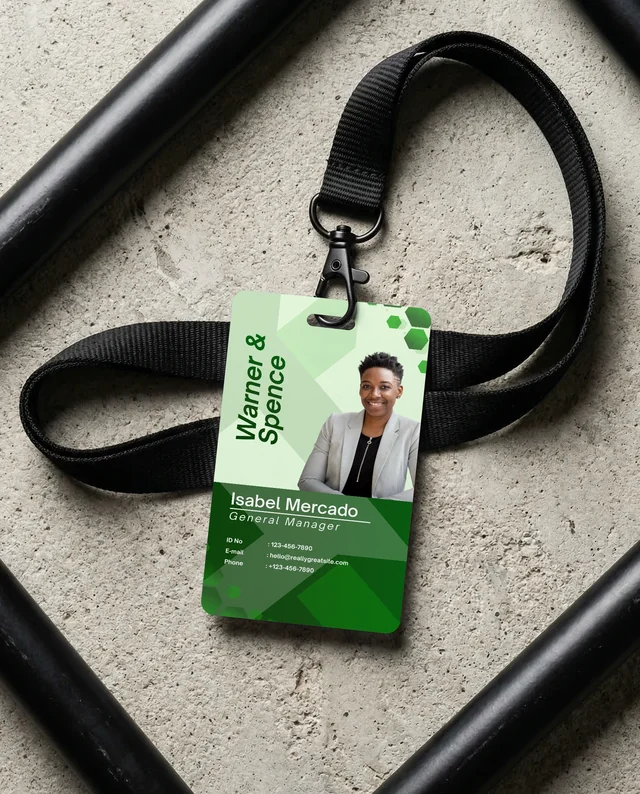 Modern Mockup of Blank ID Card with Black Lanyard