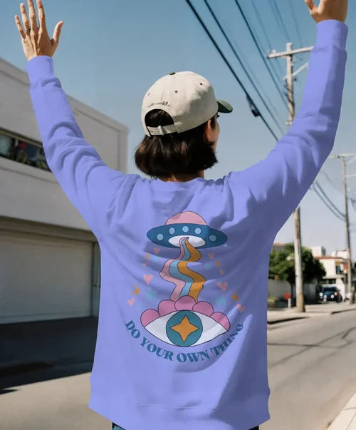 Joyful Sweatshirt Mockup on a Sunny Street