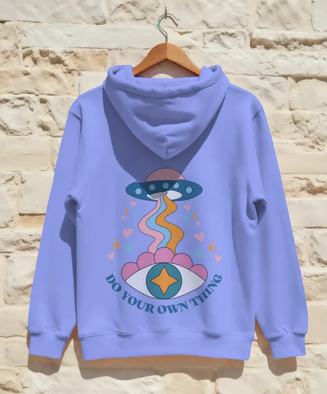 Simple White Hoodie Mockup Against Textured Wall