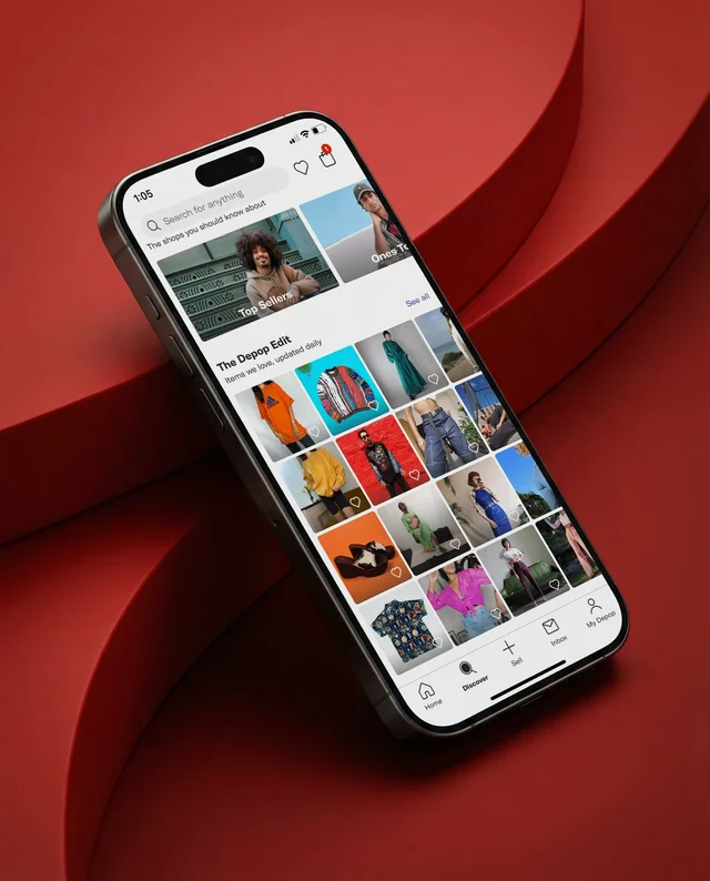 Sleek iPhone Mockup on Curved Red Surface