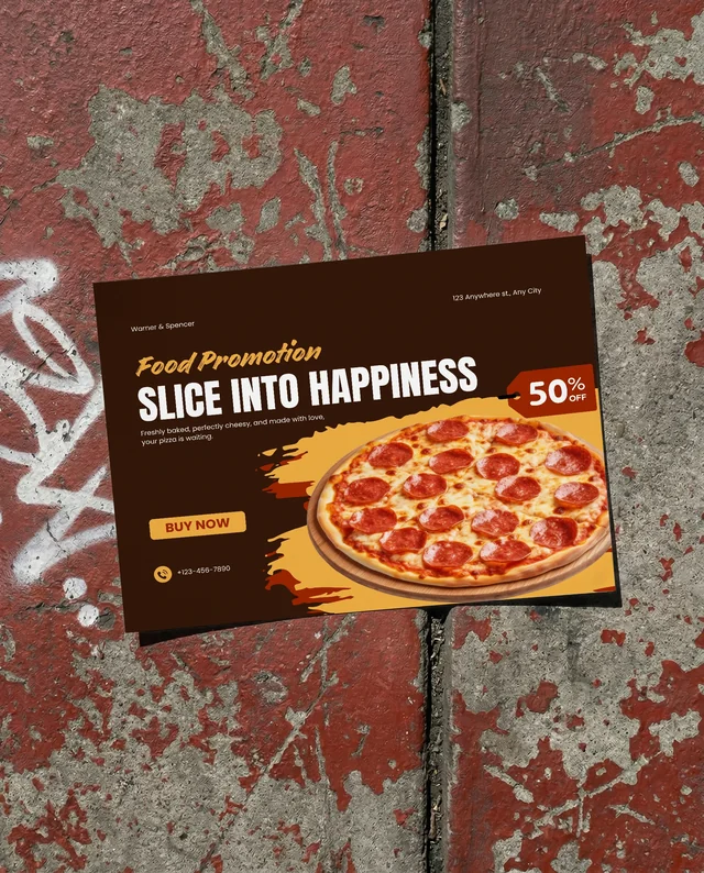 Minimalist Mockup of Flyer on Weathered Red Gray Surface