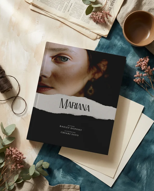 Serene Book Mockup with Natural Elements for Aesthetic Appeal