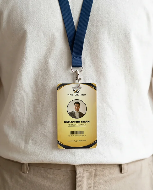 Professional Mockup of ID Card with Lanyard Display