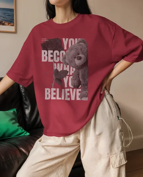 Stylish T-Shirt Mockup in Cozy Indoor Setting