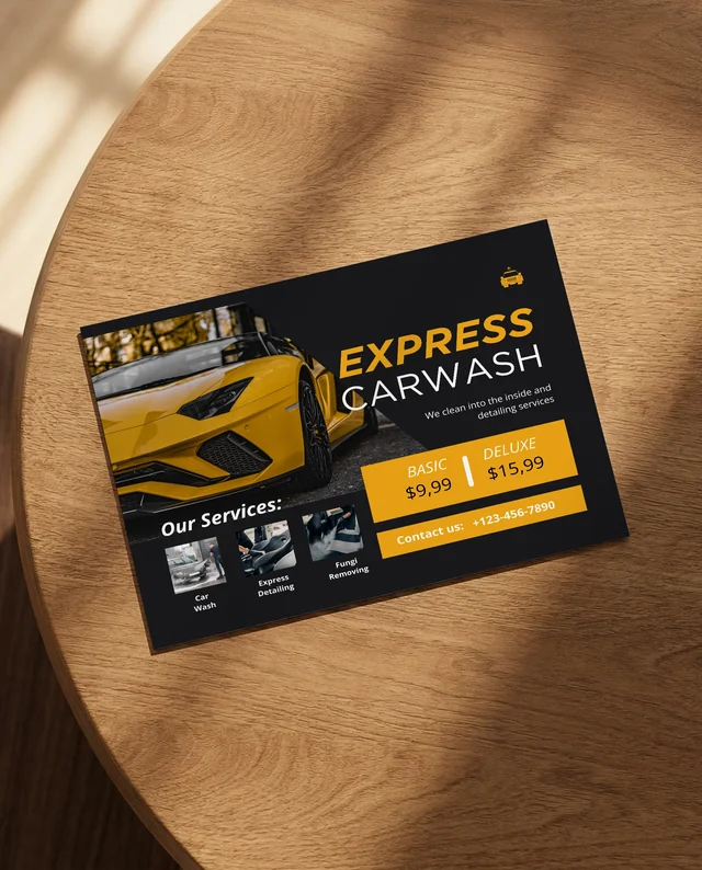 Minimalist Mockup of a Flyer on a Wooden Table