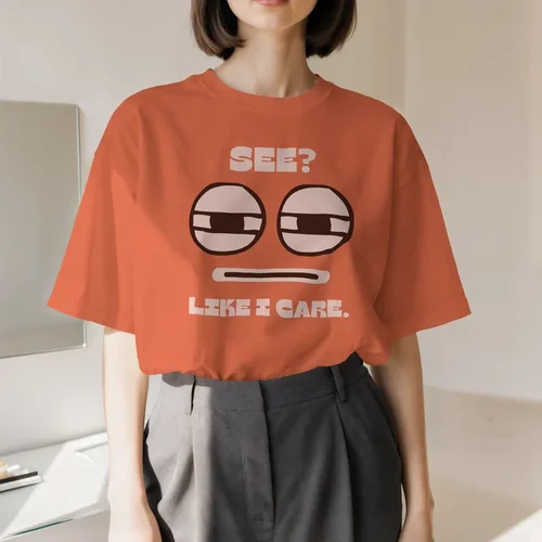 Stylish T-Shirt Mockup of a Young Adult Woman