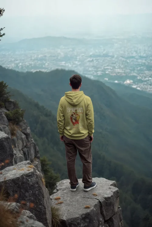 Misty Mountain Mockup with Colorful Hoodie Background