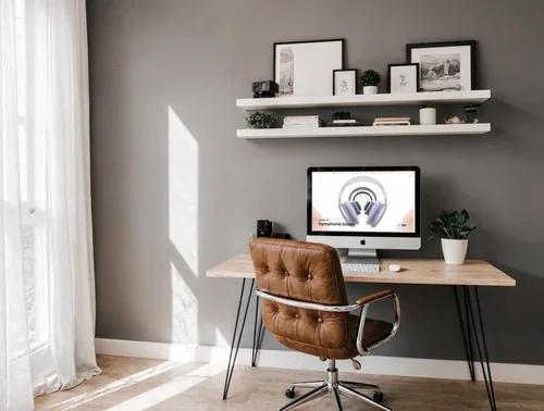 Modern Home Office Mockup with iMac and Minimalist Design