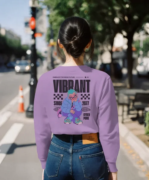 Stylish Sweatshirt Mockup of a Young Woman in the City