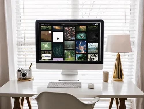 Modern iMac Mockup for a Minimalist Home Office Scene