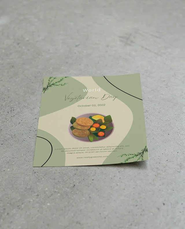 Elegant Mockup of a Curled White Flyer on Concrete Surface