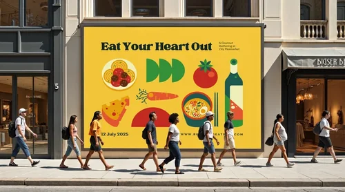 Urban Street Scene Mockup with Billboard Display