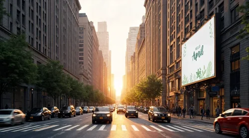 Urban Sunset Mockup Featuring a Billboard Scene