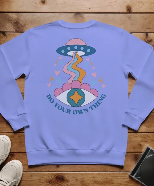 Stylish Mockup of a White Sweatshirt on Wood Surface