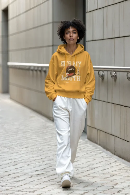 Mockup of Stylish White Hoodie Against Modern Urban Colors