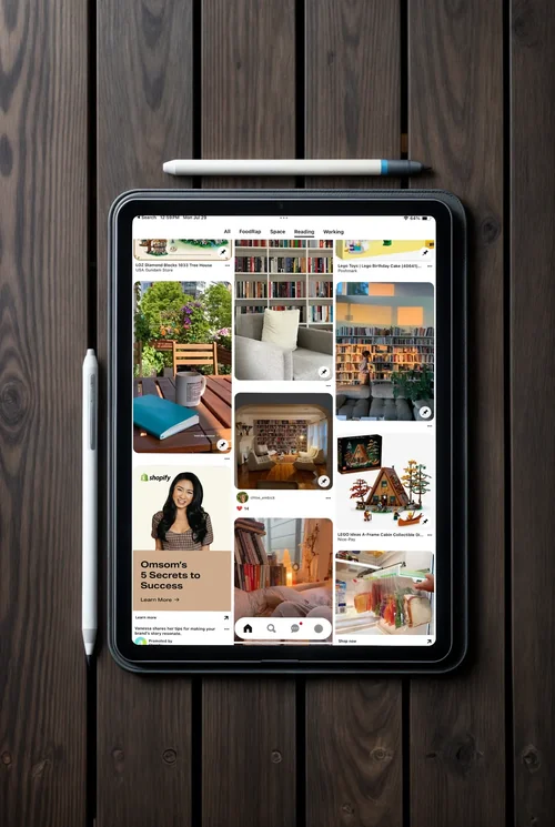 Black iPad Pro Mockup on Rustic Wood Surface