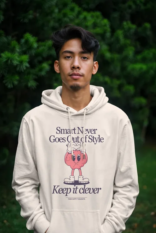 Serene Mockup of Young Man in Earthy Hoodie Colors