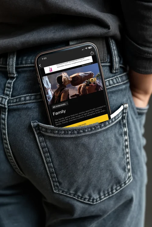 Modern iPhone 16 Pro Max Mockup in Denim Pocket