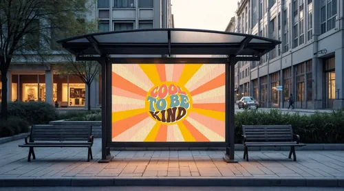 Urban Mockup of a Billboard at a Modern Bus Stop