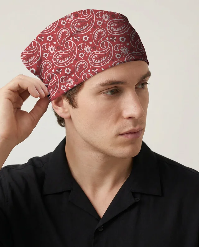 Stylish Young Man in White Bandana Mockup Image