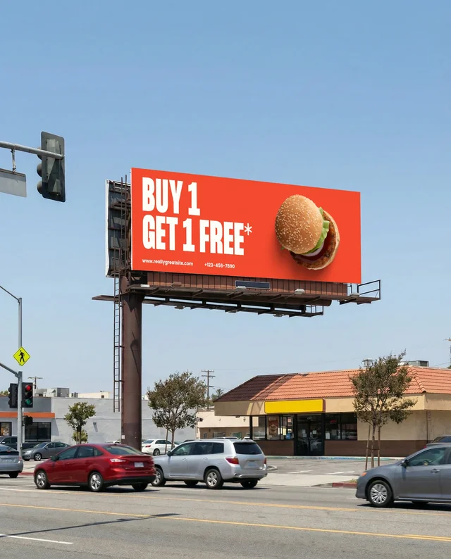 Urban Billboard Mockup in a Sunny Cityscape