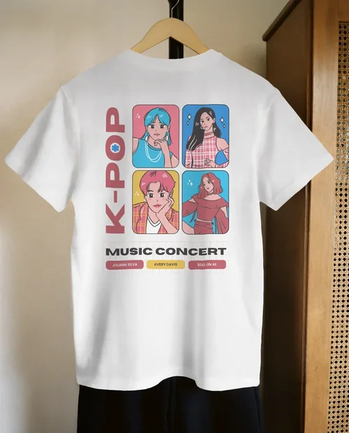 Minimalist T-Shirt Mockup on Wooden Hanger