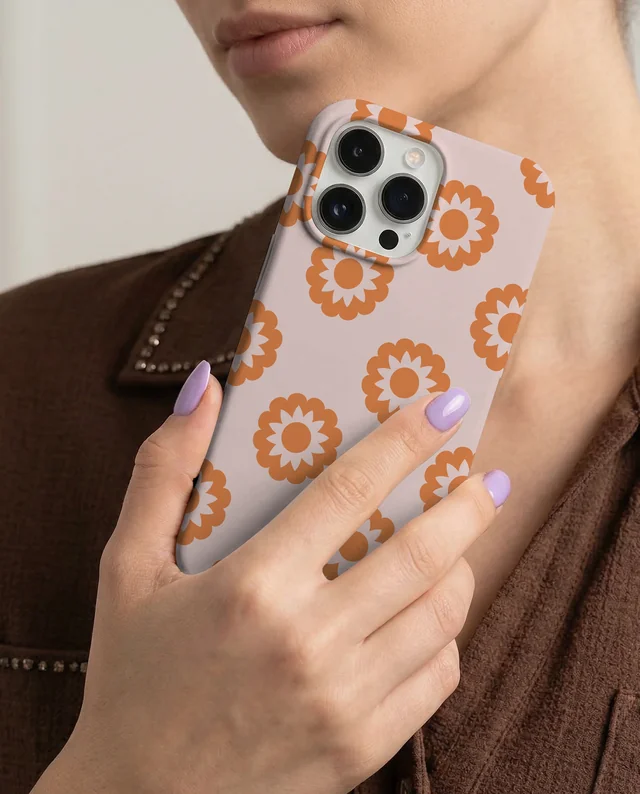 Stylish Mockup of a Phone Cover with Young Woman