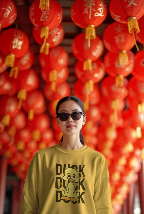 Stylish Mockup of a Woman in a White Sweatshirt