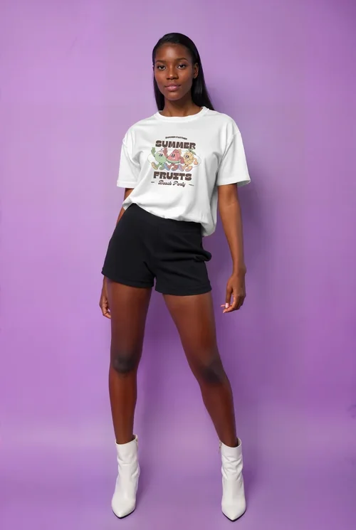 Pastel Purple Background T-Shirt Mockup for Stylish Women