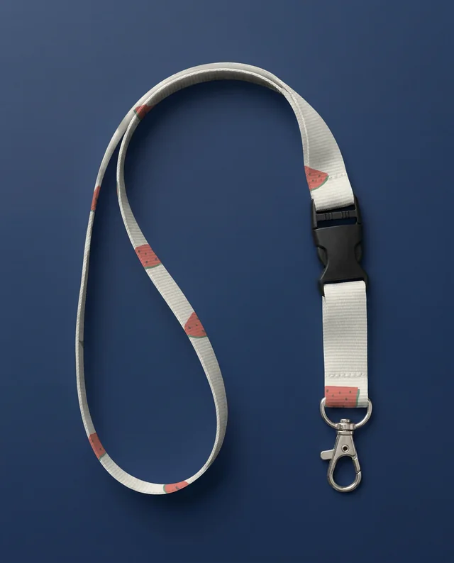 Elegant White Lanyard Mockup on Navy Blue Background