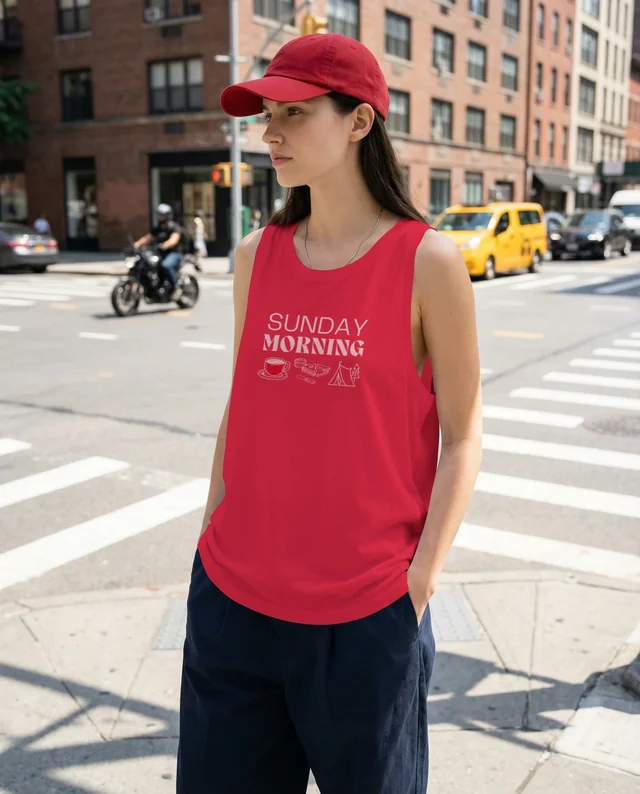 Urban Chic Mockup of a Woman in a Tank Top and Pants