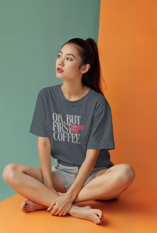 Vibrant Two-Tone Mockup T-Shirt Design with Background Colors