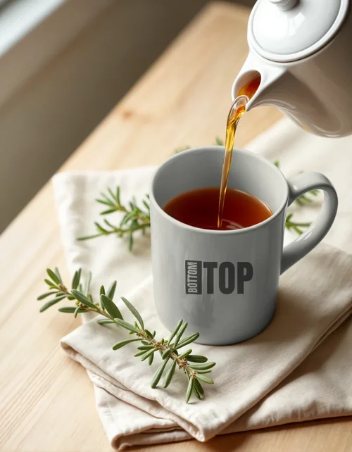 Elegant Mug Mockup on Light Beige Background with Green Accents