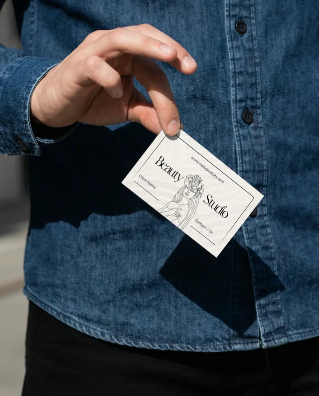 Stylish Business Card Mockup in Casual Outdoor Setting