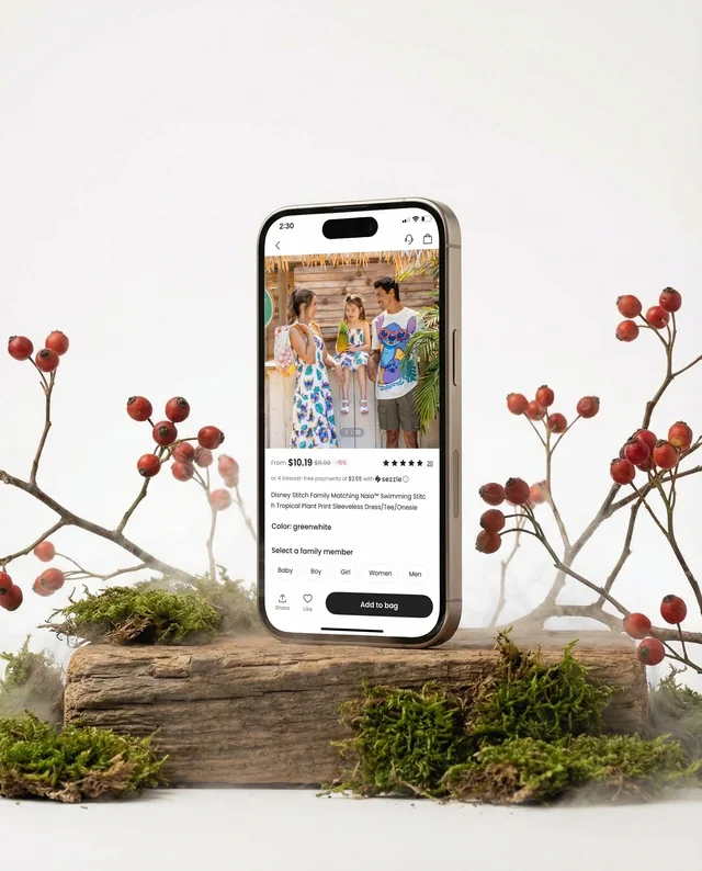 Artistic iPhone Mockup with Nature Elements