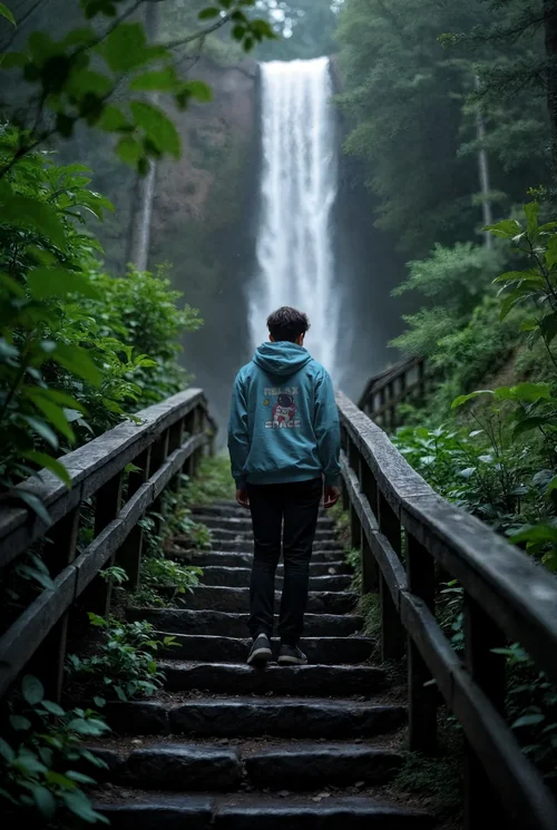 Mockup of Hoodie in Serene Green Background and Colors