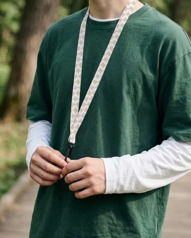 Casual Outdoor Mockup of a Person with Lanyard