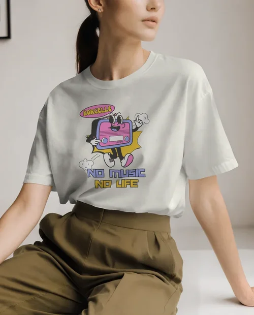 Elegant T-Shirt Mockup of a Young Woman in Natural Light